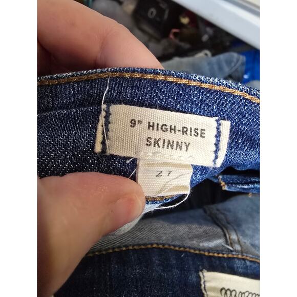 Madewell Jeans Women 27 Blue Skinny High Rise Stretch Destroyed Distressed Denim - Picture 11 of 13